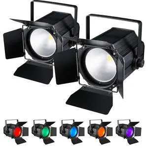 COB Stage Lights with Barn Doors, COB Par Light 200W LED RGBWAUV DMX512 Master-Slave Sound DJ Lighting Spotlight Fresnel for Church Concert Wedding COB Stage Lights with Barn Doors, COB Par Light 200W LED RGBWAUV DMX512 Master-Slave Sound DJ Lighting Spotlight Fresnel for Church Concert Wedding