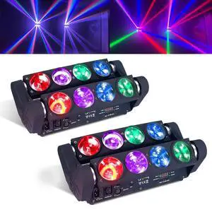 8x15W Spider Moving Head Light LED RGBW 4in1 Portable Stage Light, Strobe Party Beam DJ Lighting DMX 512 & Sound Activated for KTV Disco Party Event 2 Pack 8x15W Spider Moving Head Light LED RGBW 4in1 Portable Stage Light, Strobe Party Beam DJ Lighting DMX 512 & Sound Activated for KTV Disco Party Event 2 Pack