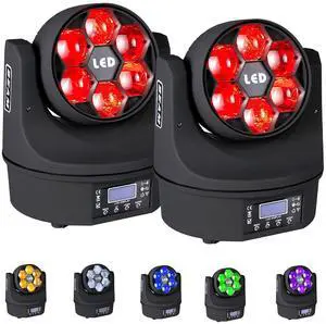 Moving Head Light 6x15W Mini Bee Eye Dj Light RGBW 4in1 LED Stage Lighting Rotate Beam Effect DMX512 Sound Activated for dj bar Parties Wedding Bar Church Show 2 Pack Moving Head Light 6x15W Mini Bee Eye Dj Light RGBW 4in1 LED Stage Lighting Rotate Beam Effect DMX512 Sound Activated for dj bar Parties Wedding Bar Church Show 2 Pack
