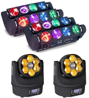 2 Pack 8x15W Spider Moving Head Light & 2 Pack 6x15W Mini Bee Eye LED Moving Head Light RGBW 4in1 LED 2 Pack 8x15W Spider Moving Head Light & 2 Pack 6x15W Mini Bee Eye LED Moving Head Light RGBW 4in1 LED