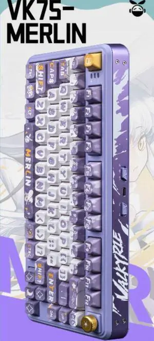 VALKYRIE (W) VK75 Custom Mechanical Gaming Keyboard Wired, Bluetooth, and Wireless Modes-Specialized for Competitive Gaming purple VALKYRIE (W) VK75 Custom Mechanical Gaming Keyboard Wired, Bluetooth, and Wireless Modes-Specialized for Competitive Gaming purple