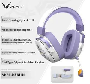 VALKYRIE/Wargear VK S1 gaming headphones - 3-mode, low-latency gaming chip, dedicated for FPS games purple VALKYRIE/Wargear VK S1 gaming headphones - 3-mode, low-latency gaming chip, dedicated for FPS games purple