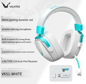 VALKYRIE/Wargear VK S1 gaming headphones - 3-mode, low-latency gaming chip, dedicated for FPS games white VALKYRIE/Wargear VK S1 gaming headphones - 3-mode, low-latency gaming chip, dedicated for FPS games white