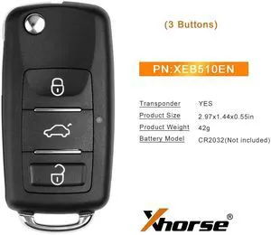 Xhorse XEB510EN B5 Type Super Remote 3-Button Smart Key VVDI Super Remote Programmable Replacement Xhorse XEB510EN B5 Type Super Remote 3-Button Smart Key VVDI Super Remote Programmable Replacement