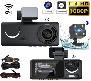 S16 3-Channel Dash Cam 1080P HD Front Inside Rear Hidden Design WiFi Car DVR Camera Night Vision G-Sensor Loop Recording Parking Monitor S16 3-Channel Dash Cam 1080P HD Front Inside Rear Hidden Design WiFi Car DVR Camera Night Vision G-Sensor Loop Recording Parking Monitor