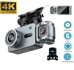 4K 3-Lens Dash Cam WiFi Car DVR Recorder Front Inside Rear Triple Recording with Backup Camera Night Vision G-Sensor Loop Recording Parking Monitor 4K 3-Lens Dash Cam WiFi Car DVR Recorder Front Inside Rear Triple Recording with Backup Camera Night Vision G-Sensor Loop Recording Parking Monitor