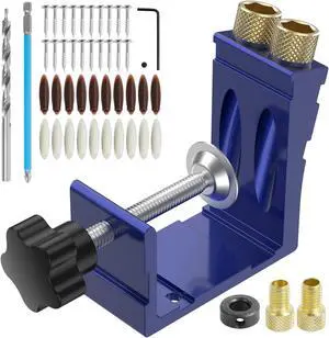 47Pcs Pocket Hole Jig Adjustable Punch Locator 15 Degree Angle Hole Drill Guide Kit High Precision Drill Punch Positioner for Carpenter DIY Joinery Work Woodworking Tool 47Pcs Pocket Hole Jig Adjustable Punch Locator 15 Degree Angle Hole Drill Guide Kit High Precision Drill Punch Positioner for Carpenter DIY Joinery Work Woodworking Tool