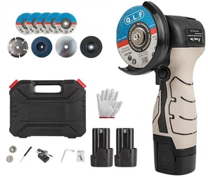 Cordless Brush Angle Grinder Kit, 19500rpm Mini Electric Angle Grinding Tool with 2pcs 16.8V 2000mAh Batteries and 9-Cutting Discs, Grinder Handheld Cutter for Metal Wood Cordless Brush Angle Grinder Kit, 19500rpm Mini Electric Angle Grinding Tool with 2pcs 16.8V 2000mAh Batteries and 9-Cutting Discs, Grinder Handheld Cutter for Metal Wood