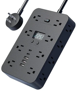21-in-1 Power Strip with Switch & Surge Protection, Multi Plug Wall Outlet, 16 Outlets with 5 USB Ports (2 USB C), for Home Office Dorm Essentials (Black-3m) 21-in-1 Power Strip with Switch & Surge Protection, Multi Plug Wall Outlet, 16 Outlets with 5 USB Ports (2 USB C), for Home Office Dorm Essentials (Black-3m)