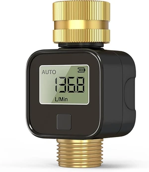 Water Flow Meter with Brass Metal Thread, Measures Gallons/Liters & Flow Rate Ideal for RV Water Tank Filling, Garden Hose Watering, Lawn Sprinklers & Nozzle Sprayers Water Flow Meter with Brass Metal Thread, Measures Gallons/Liters & Flow Rate Ideal for RV Water Tank Filling, Garden Hose Watering, Lawn Sprinklers & Nozzle Sprayers