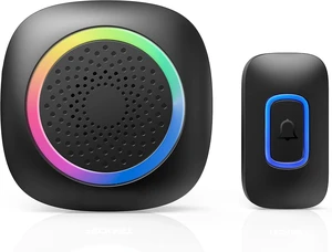 Longest 1300 Feet Wireless Doorbell with RGB Alarm Lighting,Battery-Powered IP66 Waterproof Design,60+Chimes & 5-Level Volume for Home/Apartment/Classroom/Business,4.5-Year Battery Life,Black Longest 1300 Feet Wireless Doorbell with RGB Alarm Lighting,Battery-Powered IP66 Waterproof Design,60+Chimes & 5-Level Volume for Home/Apartment/Classroom/Business,4.5-Year Battery Life,Black