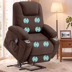 Power Lift Chair Massage Recliner Chairs for Elderly - Ergonomic Design with Cup Holders & Side Pockets, Remote Control (Dark Brown) Power Lift Chair Massage Recliner Chairs for Elderly - Ergonomic Design with Cup Holders & Side Pockets, Remote Control (Dark Brown)