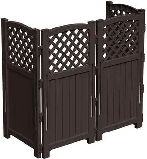 Outdoor Privacy Fence, 4 Fence Panels Privacy Screen Panels for Outside and Yard, Resin Air Conditioner Lattice Fence for Trash Can (Brown) Outdoor Privacy Fence, 4 Fence Panels Privacy Screen Panels for Outside and Yard, Resin Air Conditioner Lattice Fence for Trash Can (Brown)