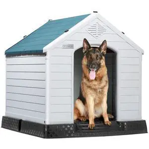 Durable Waterproof Plastic Dog House for Small to Large Sized Dogs, Indoor Outdoor Doghouse Insulated Puppy Shelter with Elevated Floor, Easy to Assemble (Blue, 34''L*31''W*32''H) Durable Waterproof Plastic Dog House for Small to Large Sized Dogs, Indoor Outdoor Doghouse Insulated Puppy Shelter with Elevated Floor, Easy to Assemble (Blue, 34''L*31''W*32''H)
