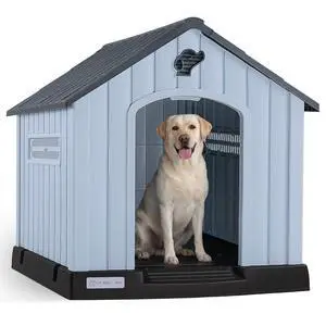 Durable Waterproof Plastic Dog House for Small to Medium Sized Dogs, Indoor Outdoor Doghouse with Air Vents and Elevated Floor, Easy to Assemble (Gray, 33.5" L x 31.5" W x 33.9" H) Durable Waterproof Plastic Dog House for Small to Medium Sized Dogs, Indoor Outdoor Doghouse with Air Vents and Elevated Floor, Easy to Assemble (Gray, 33.5" L x 31.5" W x 33.9" H)