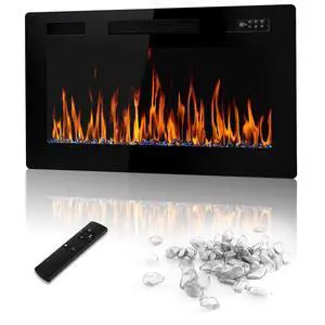 30 inch Electric Fireplace Recessed and Wall Mounted, 750/1500W Fireplace Heater and Linear Fireplace with Timer, Remote Control, Adjustable Flame Color and Speed 30 inch Electric Fireplace Recessed and Wall Mounted, 750/1500W Fireplace Heater and Linear Fireplace with Timer, Remote Control, Adjustable Flame Color and Speed