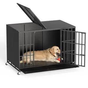 48/42 inch Heavy Duty Indestructible Dog Crate, High Anxiety Extra Large Dog Cage for Large Dogs, XL Steel Escape Proof Dog Kennel with Wheels and Removable Tray (Black, 47.2*30.7*34.6 inch) 48/42 inch Heavy Duty Indestructible Dog Crate, High Anxiety Extra Large Dog Cage for Large Dogs, XL Steel Escape Proof Dog Kennel with Wheels and Removable Tray (Black, 47.2*30.7*34.6 inch)