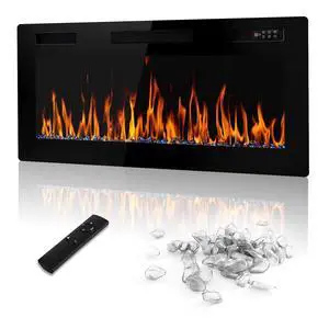 36 inch Electric Fireplace Recessed and Wall Mounted,750/1500W Heater and Linear Fireplace with Timer,Remote Control,Adjustable Flame Color and Speed 36 inch Electric Fireplace Recessed and Wall Mounted,750/1500W Heater and Linear Fireplace with Timer,Remote Control,Adjustable Flame Color and Speed