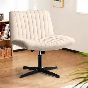 Fabric Padded Desk Chair No Wheels, Armless Wide Swivel,120° Rocking Mid Back Ergonomic Computer Task Vanity Chairs for Office, Home, Make Up,Small Space, Bed Room,Beige Fabric Padded Desk Chair No Wheels, Armless Wide Swivel,120° Rocking Mid Back Ergonomic Computer Task Vanity Chairs for Office, Home, Make Up,Small Space, Bed Room,Beige