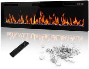 60 inch Electric Fireplace Recessed and Wall Mounted,750/1500W Fireplace Heater and Linear Fireplace with Timer,Remote Control,Adjustable Flame Color and Speed 60 inch Electric Fireplace Recessed and Wall Mounted,750/1500W Fireplace Heater and Linear Fireplace with Timer,Remote Control,Adjustable Flame Color and Speed