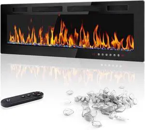 50 inch Electric Fireplace Recessed and Wall Mounted,750/1500W Heater and Linear Fireplace with Touch Screen Control Panel, Timer,Remote Control,Adjustable Flame Color and Speed 50 inch Electric Fireplace Recessed and Wall Mounted,750/1500W Heater and Linear Fireplace with Touch Screen Control Panel, Timer,Remote Control,Adjustable Flame Color and Speed