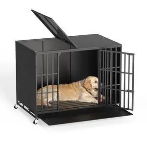 42 inch Heavy Duty Indestructible Dog Crate, High Anxiety Extra Large Dog Cage for Large Dogs, XL Steel Escape Proof Dog Kennel with Wheels and Removable Tray 42 inch Heavy Duty Indestructible Dog Crate, High Anxiety Extra Large Dog Cage for Large Dogs, XL Steel Escape Proof Dog Kennel with Wheels and Removable Tray