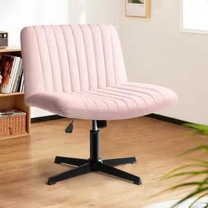 Fabric Padded Desk Chair No Wheels, Armless Wide Swivel Home Office Desk Chair,120° Rocking Mid Back Ergonomic Computer Task Vanity Chair for Office, Home, Make Up,Small Space (Pink) Fabric Padded Desk Chair No Wheels, Armless Wide Swivel Home Office Desk Chair,120° Rocking Mid Back Ergonomic Computer Task Vanity Chair for Office, Home, Make Up,Small Space (Pink)