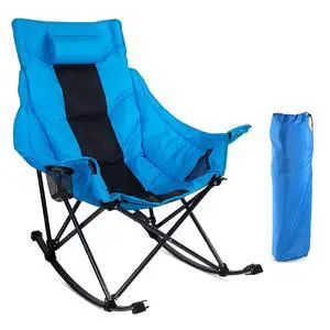 Outdoor Folding Rocking Camping Chair for Adults,Portable Oversized Heavy Duty Camping Rocker, Folding Lawn Chair for Outside Use with Cup Holder,Cooler Bag and Side Pocket, Blue Outdoor Folding Rocking Camping Chair for Adults,Portable Oversized Heavy Duty Camping Rocker, Folding Lawn Chair for Outside Use with Cup Holder,Cooler Bag and Side Pocket, Blue