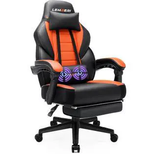 Big and Tall Gaming Chair 400lb Capacity, Heavy-Duty Office Chair with Reinforced Footrest, Wide Seat High Back PC Desk Chair with Linkage Armrests, Thickened Steel Frame, PU Leather, Orange Big and Tall Gaming Chair 400lb Capacity, Heavy-Duty Office Chair with Reinforced Footrest, Wide Seat High Back PC Desk Chair with Linkage Armrests, Thickened Steel Frame, PU Leather, Orange