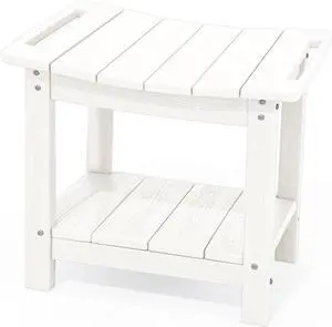 Shower Bench, 18" Shower Stool for Inside Shower, HDPE Waterproof Shower Seats for Adults with Storage Shelf & Handles, 360 lbs Capacity- White Shower Bench, 18" Shower Stool for Inside Shower, HDPE Waterproof Shower Seats for Adults with Storage Shelf & Handles, 360 lbs Capacity- White