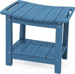 Shower Bench, 18" Shower Stool for Inside Shower, HDPE Waterproof Shower Seats for Adults with Storage Shelf & Handles, 360 lbs Capacity- Blue Shower Bench, 18" Shower Stool for Inside Shower, HDPE Waterproof Shower Seats for Adults with Storage Shelf & Handles, 360 lbs Capacity- Blue