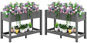 Raised Garden Bed with Legs Set of 2, 43"×17"×30" Large HDPE Elevated Planter Box for Vegetables Flower Herb Patio, All Weather Use- Gray Raised Garden Bed with Legs Set of 2, 43"×17"×30" Large HDPE Elevated Planter Box for Vegetables Flower Herb Patio, All Weather Use- Gray