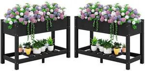 Raised Garden Bed with Legs Set of 2, 43"×17"×30" Large HDPE Elevated Planter Box for Vegetables Flower Herb Patio, All Weather Use-Black Raised Garden Bed with Legs Set of 2, 43"×17"×30" Large HDPE Elevated Planter Box for Vegetables Flower Herb Patio, All Weather Use-Black