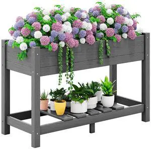 Raised Garden Bed with Legs, 43"×17"×30" Large HDPE Elevated Planter Box for Vegetables Flower Herb Patio, All Weather Use- Gray Raised Garden Bed with Legs, 43"×17"×30" Large HDPE Elevated Planter Box for Vegetables Flower Herb Patio, All Weather Use- Gray