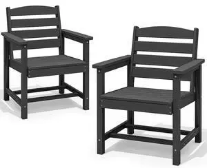 Patio Dining Chair Set of 2, Black Patio Dining Chair Set of 2, Black