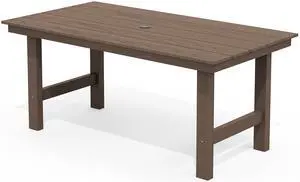 6-Person Outdoor Dining Table - 67" Rectangle HDPE Patio Table with Center Umbrella Hole, Weatherproof, Coffee 6-Person Outdoor Dining Table - 67" Rectangle HDPE Patio Table with Center Umbrella Hole, Weatherproof, Coffee