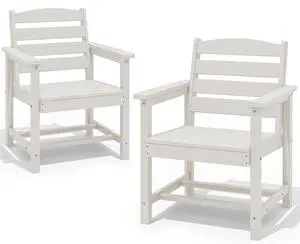 Patio Dining Chair Set of 2, White Patio Dining Chair Set of 2, White