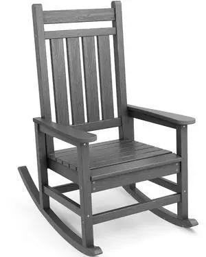 Oversized Rocking Chair, Outdoor Rocking Chair for Adults, All Weather Resistant Porch Rocker for Lawn Garden, Grey Oversized Rocking Chair, Outdoor Rocking Chair for Adults, All Weather Resistant Porch Rocker for Lawn Garden, Grey