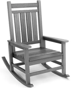 Outdoor Rocking Chair, HDPE Rocking Chair for Adults, All Weather Porch Rocker for Lawn Garden, Unique Color Matching Each Chair Varies, Multi-Tone Grey Outdoor Rocking Chair, HDPE Rocking Chair for Adults, All Weather Porch Rocker for Lawn Garden, Unique Color Matching Each Chair Varies, Multi-Tone Grey