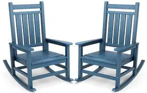 Oversized Outdoor Rocking Chair Set of 2, HDPE Rocker for Adults, Patio Rocking Chairs for Porch, Blue Oversized Outdoor Rocking Chair Set of 2, HDPE Rocker for Adults, Patio Rocking Chairs for Porch, Blue
