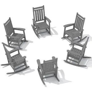 HDPE Outdoor Rocking Chair Set of 6, Patio Rocking Chairs for Adults, All Weather Outdoor Rockers for Lawn, Grey HDPE Outdoor Rocking Chair Set of 6, Patio Rocking Chairs for Adults, All Weather Outdoor Rockers for Lawn, Grey