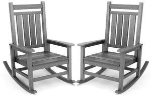 Outdoor Rocking Chair Set of 2, HDPE Rocking Chair for Adults, All Weather Porch Rocker for Lawn Garden, Unique Color Matching Each Chair Varies, Multi-Tone Grey Outdoor Rocking Chair Set of 2, HDPE Rocking Chair for Adults, All Weather Porch Rocker for Lawn Garden, Unique Color Matching Each Chair Varies, Multi-Tone Grey