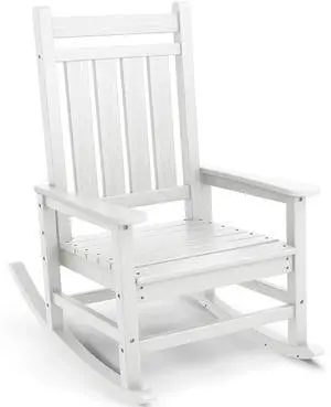 Oversized Rocking Chair, Outdoor Rocking Chair for Adults, All Weather Resistant Porch Rocker for Lawn Garden, White Oversized Rocking Chair, Outdoor Rocking Chair for Adults, All Weather Resistant Porch Rocker for Lawn Garden, White