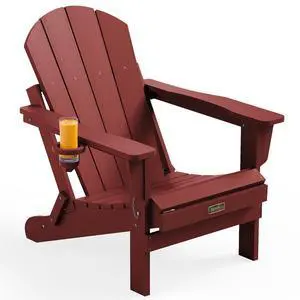 Folding Adirondack Chair Outdoor Adirondack Chairs Weather Resistant Fire Pit Chairs for Patio - Red Folding Adirondack Chair Outdoor Adirondack Chairs Weather Resistant Fire Pit Chairs for Patio - Red