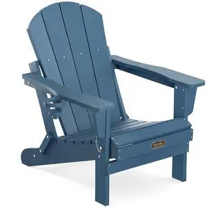 Folding Adirondack Chairs with Cup Holder, Weather Resistant Adirondack Chairs for Outdoor, Patio, Lawn, Garden, Backyard Deck, Fire Pit - Blue Folding Adirondack Chairs with Cup Holder, Weather Resistant Adirondack Chairs for Outdoor, Patio, Lawn, Garden, Backyard Deck, Fire Pit - Blue