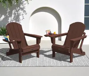 Folding Adirondack Chair Set of 2, HIPS Adirondack Chairs with 4 in 1 Cup Holder, Weather Resistant Plastic Chairs for Patio Garden Outdoors Fire Pit-Coffee Folding Adirondack Chair Set of 2, HIPS Adirondack Chairs with 4 in 1 Cup Holder, Weather Resistant Plastic Chairs for Patio Garden Outdoors Fire Pit-Coffee