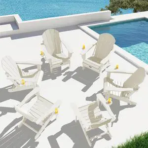 Adirondack Chair - Folding Adirondack Chairs Hips Outdoor Chairs Set of 6 Weather Resistant- White Adirondack Chair - Folding Adirondack Chairs Hips Outdoor Chairs Set of 6 Weather Resistant- White