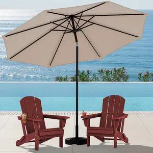 Folding Adirondack Chair Set of 2 with 9Ft Umbrella, HDPE Adirondack Chairs with Adjustable Recline Positions, Red (Umbrella Base is not Included) Folding Adirondack Chair Set of 2 with 9Ft Umbrella, HDPE Adirondack Chairs with Adjustable Recline Positions, Red (Umbrella Base is not Included)