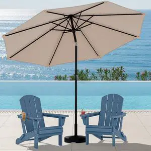 Folding Adirondack Chair Set of 2 with 9Ft Umbrella, HDPE Adirondack Chairs with Adjustable Recline Positions, Blue (Umbrella Base is not Included) Folding Adirondack Chair Set of 2 with 9Ft Umbrella, HDPE Adirondack Chairs with Adjustable Recline Positions, Blue (Umbrella Base is not Included)