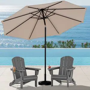 Folding Adirondack Chair Set of 2 with 9Ft Umbrella, HDPE Adirondack Chairs with Adjustable Recline Positions, Gray (Umbrella Base is not Included) Folding Adirondack Chair Set of 2 with 9Ft Umbrella, HDPE Adirondack Chairs with Adjustable Recline Positions, Gray (Umbrella Base is not Included)